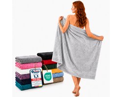 Komfortec Set van 2 Handdoeken 80x200 cm - 100% Katoen - XXL Saunahanddoeken - Badlaken - Strandlaken - Badhanddoek- Douchelaken - Zacht - Hoge Absorptie - Sneldrogend - Zilvergrijs.