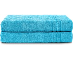 Komfortec Set van 2 Handdoeken 80x200 cm - 100% Katoen - XXL Saunahanddoeken - Badlaken - Strandlaken - Badhanddoek- Douchelaken - Zacht - Hoge Absorptie - Sneldrogend - Turquoise.