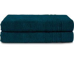 Komfortec Set van 2 Handdoeken 80x200 cm - 100% Katoen - XXL Saunahanddoeken - Badlaken - Strandlaken - Badhanddoek- Douchelaken - Zacht - Hoge Absorptie - Sneldrogend - Petroleumblauw