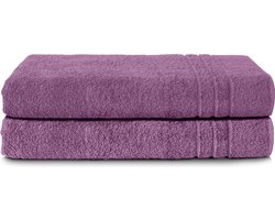 Komfortec Set van 2 Handdoeken 80x200 cm - 100% Katoen - XXL Saunahanddoeken - Badlaken - Strandlaken - Badhanddoek- Douchelaken - Zacht - Hoge Absorptie - Sneldrogend - - Violet
