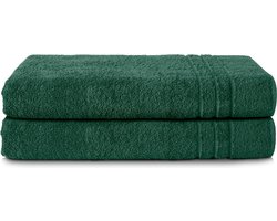 Komfortec Set van 2 Handdoeken 80x200 cm - 100% Katoen - XXL Saunahanddoeken - Badlaken - Strandlaken - Badhanddoek- Douchelaken - Zacht - Hoge Absorptie - Sneldrogend - Donkergroen