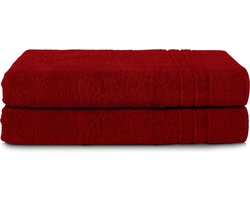 Komfortec Set van 2 Handdoeken 80x200 cm - 100% Katoen - XXL Saunahanddoeken - Badlaken - Strandlaken - Badhanddoek- Douchelaken - Zacht - Hoge Absorptie - Sneldrogend - Bordeauxrood