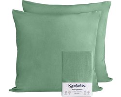 Komfortec Set van 2 Premium Jersey Kussenslopen 40x40 cm - Superzachte Kussenhoes – 100% Katoen – 150 g/m² - Groen