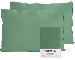Komfortec Set van 2 Premium Jersey Kussenslopen 40x60 cm - Superzachte Kussenhoes – 100% Katoen – 150 g/m² - Groen