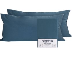 Komfortec Set van 2 Premium Jersey Kussenslopen 40x80 cm - Superzachte Kussenhoes – 100% Katoen – 150 g/m² - Petroleumblauw