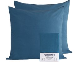 Komfortec Set van 2 Premium Jersey Kussenslopen 80x80 cm - Superzachte Kussenhoes – 100% Katoen – 150 g/m² - Blauw