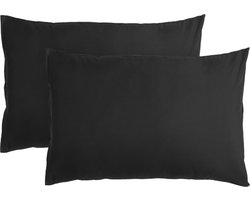 Komfortec Set van 2 Premium Kussenslopen 40x60 cm - Superzachte Kussenhoes – 100% - Geborsteld Polyester - 120g/m²- Zwart