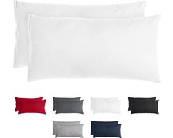 Komfortec Set van 2 Premium Kussenslopen 40x80 cm - Superzachte Kussenhoes – 100% - Geborsteld Mikrovezel 90g/m² - Wit