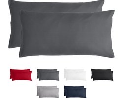 Komfortec Set van 2 Premium Kussenslopen 40x80 cm - Superzachte Kussenhoes – 100% - Geborsteld Polyester - 90g/m²- Antraciet
