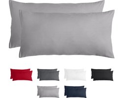 Komfortec Set van 2 Premium Kussenslopen 40x80 cm - Superzachte Kussenhoes – 100% - Geborsteld Polyester - 90g/m²- Grijs