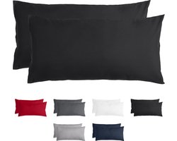 Komfortec Set van 2 Premium Kussenslopen 40x80 cm - Superzachte Kussenhoes – 100% - Geborsteld Polyester - 90g/m²- Zwart