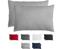 Komfortec Set van 2 Premium Kussenslopen 50x70 cm - Superzachte Kussenhoes – 100% - Geborsteld Polyester - 90g/m²- Grijs
