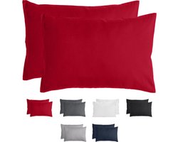 Komfortec Set van 2 Premium Kussenslopen 50x70 cm - Superzachte Kussenhoes – 100% - Geborsteld Polyester - 90g/m²- Rood