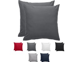 Komfortec Set van 2 Premium Kussenslopen 80x80 cm - Superzachte Kussenhoes – 100% - Geborsteld Polyester - 90g/m²- Antraciet