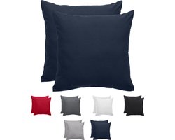 Komfortec Set van 2 Premium Kussenslopen 80x80 cm - Superzachte Kussenhoes – 100% - Geborsteld Polyester - 90g/m²- Blauw