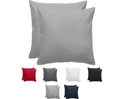 Komfortec Set van 2 Premium Kussenslopen 80x80 cm - Superzachte Kussenhoes – 100% - Geborsteld Polyester - 90g/m²- Grijs