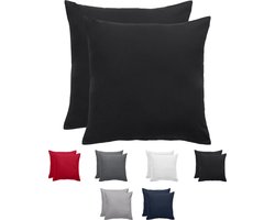 Komfortec Set van 2 Premium Kussenslopen 80x80 cm - Superzachte Kussenhoes – 100% - Geborsteld Polyester - 90g/m²- Zwart