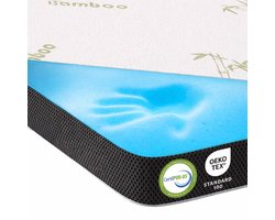 KomfortKissen™ Topdekmatras 80x200 cm – Matrastopper Traagschuim 7cm – Topper Gel Memory Foam – Wasbare Bamboehoes – Verkoelend – CertiPUR – Topmatras – Antislip – Geschikt voor Boxspring