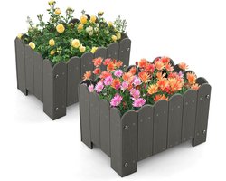 KOMFOTTEU 2 Stuks Bloempotset, vierkante plantenpotten van HDPE, plantenpotten met drainage, plantenbak, weerbestendig, plantenbakken voor groenten, bloemen, kruiden, 45 x 32 x 30 cm