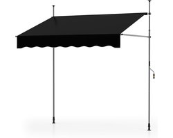 KOMFOTTEU 200 cm Markise, luifel balkon zonder boren, luifel met handslinger, in hoogte verstelbaar, uv-bestendig en waterafstotend, zonwering voor balkon, terras en tuin