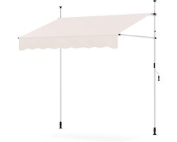 KOMFOTTEU 200 cm Markise, luifel balkon zonder boren, luifel met handslinger, in hoogte verstelbaar, uv-bestendig en waterafstotend, zonwering voor balkon, terras en tuin