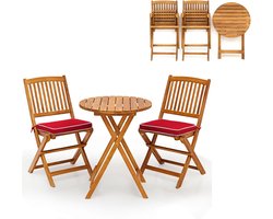 KOMFOTTEU 3-delige balkonmeubels, balkonset inklapbaar, tuinmeubelset met 1 tafel en 2 stoelen, zitgroep met 2 kussens, zitgroep bistroset voor balkon, tuin