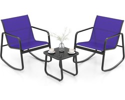 KOMFOTTEU 3-delige balkonset, bistroset met 2 schommelstoelen en tafel, tuinset van textiel, tuinset tuinmeubelset voor terras balkon