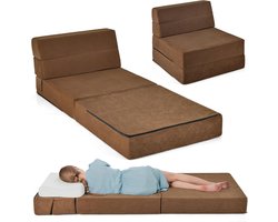 KOMFOTTEU 3-in-1 slaapbank met slaapfunctie, inklapbaar slaapbank, schuimbodemmatras met afneembare bekleding, slaapbank voor de woonkamer