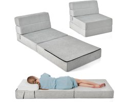 KOMFOTTEU 3-in-1 slaapbank met slaapfunctie, inklapbaar slaapbank, schuimbodemmatras met afneembare bekleding, slaapbank voor de woonkamer