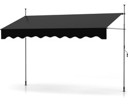 KOMFOTTEU 300 cm Markise, luifel balkon zonder boren, luifel met handslinger, in hoogte verstelbaar, uv-bestendig en waterafstotend, zonwering voor balkon, terras en tuin