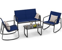 KOMFOTTEU 4-delige tuinmeubelset, balkonset met 2 schommelstoelen, bank & balkontafel, tuinset van textiel, tuinset terrasmeubels voor in de tuin