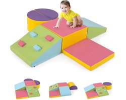 KOMFOTTEU 6 delig Schuimblokken - van kunstleer en schuim - Soft Play Foam Blokken - Reuze Bouwblokken - Montessori-klimblokken - voor kinderen vanaf 1