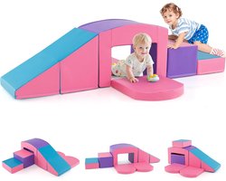 KOMFOTTEU 6 delig Schuimblokken - van kunstleer en schuim - Soft Play Foam Blokken - Reuze Bouwblokken - Montessori-klimblokken - voor kinderen vanaf 1