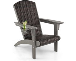 KOMFOTTEU Adirondack-stoel, Adirondack Chair met bekerhouder en gevoerde zitting, HDPE-tuinstoel voor tuin, balkon, terras, 92 x 76 x 100 cm, belasting tot 150 kg