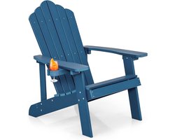 KOMFOTTEU Adirondack stoel met bekerhouder, tuinstoel met rugleuning en armleuningen, weerbestendig en ergonomisch, relaxstoel tot 150 kg voor balkon, tuin, strand