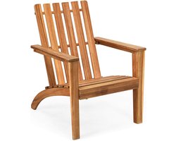 KOMFOTTEU Adirondack Stoel van acaciahout, tuinstoel met rugleuning en armleuningen, ergonomische houten stoel, tuinstoel tot 160 kg, relaxstoel voor balkon, tuin, strand