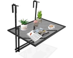 KOMFOTTEU Balkonhangtafel, in hoogte verstelbaar, inklapbare diensttafel, balkontafel 60,5 cm x 48 cm, hangtafel van ijzer voor buiten en binnen