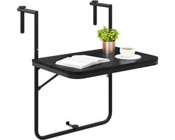 KOMFOTTEU Balkontafel inklapbaar - hangtafel - in hoogte verstelbaar in 3 niveaus - tuintafel - tot 30 kg - Buiten Tafeltje Klaptafel - 62,5 x 60 x 73/78,5/84 cm