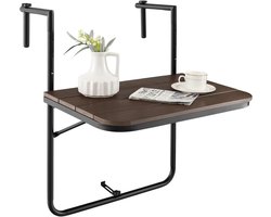 KOMFOTTEU Balkontafel inklapbaar - hangtafel - in hoogte verstelbaar in 3 niveaus - tuintafel - tot 30 kg - Buiten Tafeltje Klaptafel - 62,5 x 60 x 73/78,5/84 cm