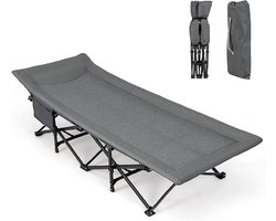 KOMFOTTEU Campingbed met opbergtas, Oxford-stof en metaal, opvouwbaar veldbed, 190 x 68 x 48,5 cm, buitenbed voor 1 persoon, XL, antislip, draagvermogen 200 kg
