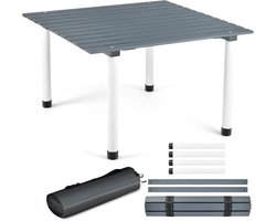 KOMFOTTEU Campingtafel, hout, oprolbaar, picknicktafel, inklapbaar, met draagtas, klaptafel, draagbaar en opvouwbaar, tuintafel, 69 x 69 x 42 cm, voor camping, feest, picknick, grijs