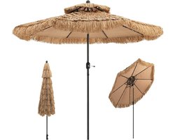 KOMFOTTEU Hawaiiaanse strandparasol - 270 cm - stroparasol van PE - kantelbaar - parasol - voor tuin, balkon