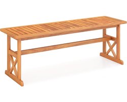 KOMFOTTEU Houten tuinbank, 3-zits, weerbestendige bank, houten bank zonder rugleuning, balkonbank van acaciahout, draagvermogen tot 360 kg, parkbank voor tuin, balkon, terras, 130 x 35 x 45 cm