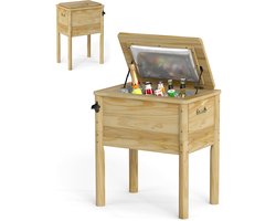 KOMFOTTEU Koelbox Coolbar - Koel Boks 51 L - Koelbox - Mobiele buitenbar - 67 x 47 x 74 cm - grenenhout - voor terras, party