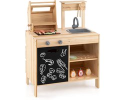 KOMFOTTEU Modderkeuken voor kinderen met krijtbord - met 27-delig. Accessoires - speelkeuken - kookspeelset - voor kinderen vanaf 3 jaar