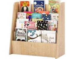 KOMFOTTEU Montessori Boekenkast voor Kinderen – Kinderrek met 4 Legplanken – Boekenrek, Krantenstandaard & Opbergrek – Geschikt voor Kinderkamer