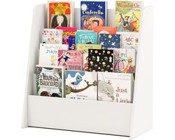 KOMFOTTEU Montessori Boekenkast voor Kinderen – Kinderrek met 4 Legplanken – Boekenrek, Krantenstandaard & Opbergrek – Geschikt voor Kinderkamer