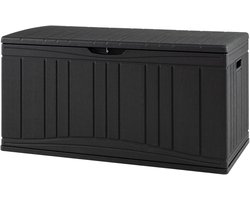 KOMFOTTEU Opbergdoos voor de tuin, inhoud 300 l, buitenkist van hars met deksel en sleutelgat, waterdichte container voor terras, 114 x 55 x 61 cm (zwart)