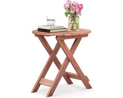 KOMFOTTEU Opvouwbare salontafel, zijtafel van acaciahout, binnen en buiten, X-vormige structuur, eindtafel, voor tuin, balkon, terras (rond, φ46 x 45 cm (H))