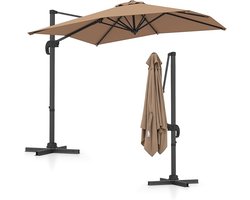 KOMFOTTEU Parasol 250 x 250 cm - zweefparasol - aluminium stang - draaibaar - kantelbaar - tuinparasol - voor tuinen en balkons